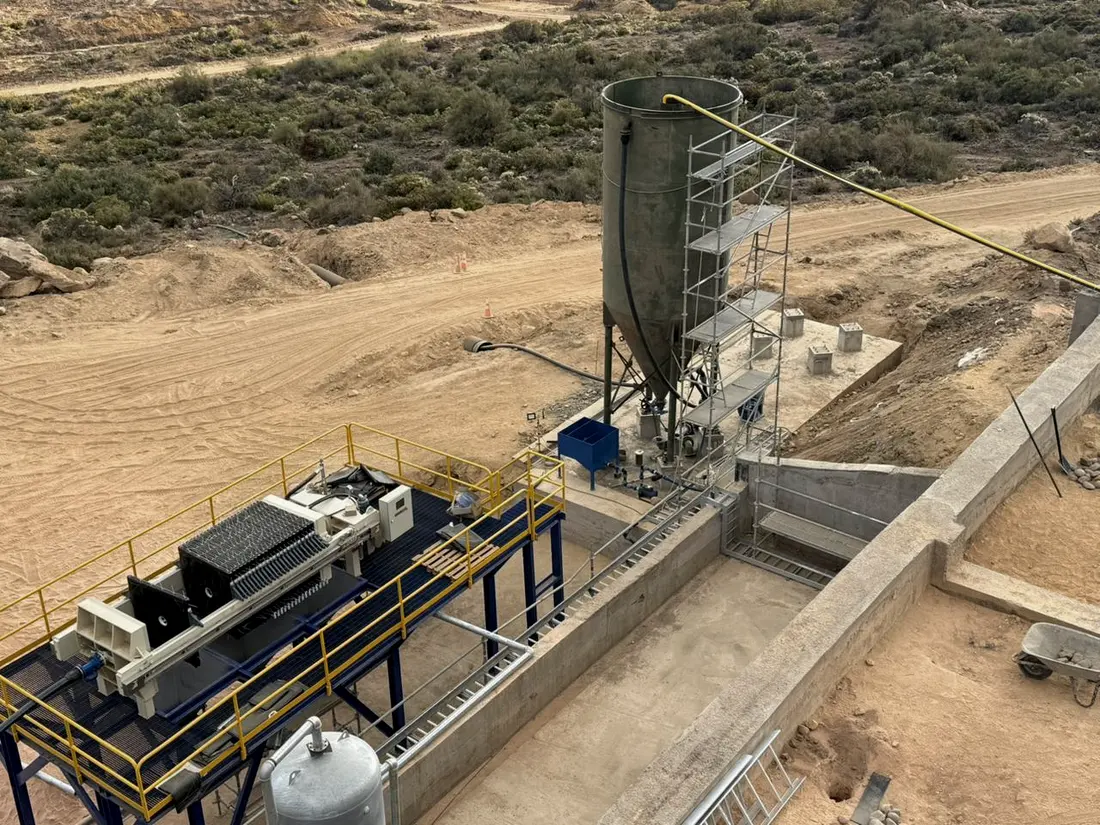 A processing plant receiving ore at a partner operation in the Andes.